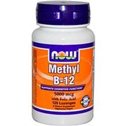 Now Methyl B-12, 5000 mcg, 120 db rágótabletta
