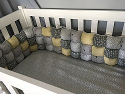 párna  cribs - szürke-sárga