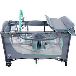 Utazási gyermekágy Comfort Plus - szürke-menta