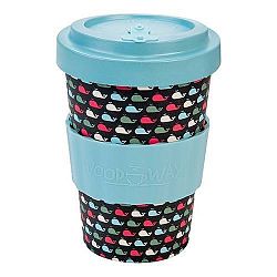 Woodway Hordozható bambuszpohár - Whales 400ml