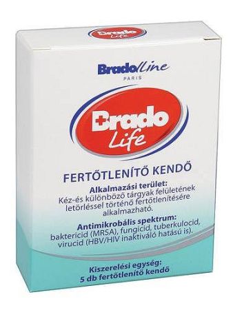 Bradolife kéz- és bőrfertőtlenítő kendő, 5 db