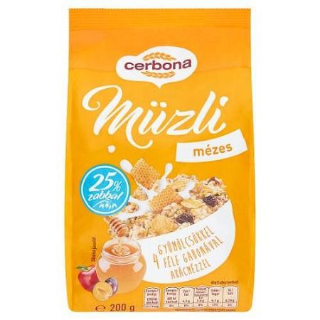 Cerbona Müzli Mézes 200 g