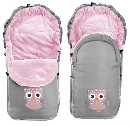 Childrens footmuff Sovička - szürke-rózsaszín