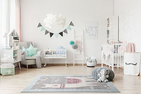 Childrens szőnyeg Lama - szürke-kék