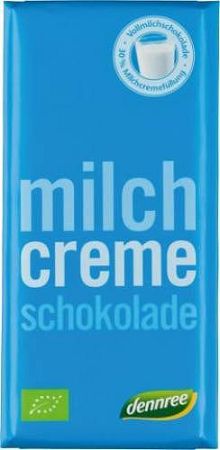 Dennree bio tejcsokoládé tejkrémmel, 100 g