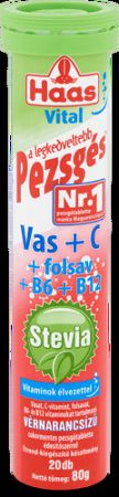 Haas pezsgőtabletta stevia vas+c 20db