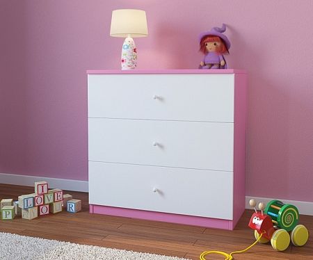 OURBABY gyerek komód - rózsaszín/fehér