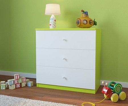 OURBABY gyerek komód - zöld/fehér