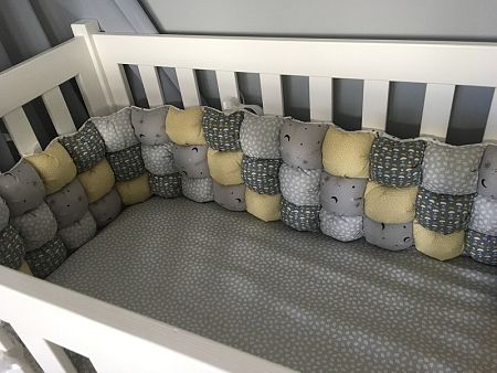párna  cribs - szürke-sárga