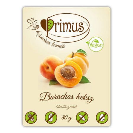 PRIMUS VEGÁN BARACKOS KEKSZ 80g, 80 g