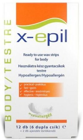 X-epil Gyantacsík Testre - hypoallergén, 12 db