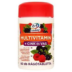 1x1 Vitaday Multivitamin + cink és vas, erdei gyümölcs ízű rágótabletta, 60 db