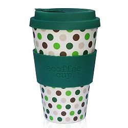 Ecoffee Cup hordozható kávéspohár- Green Polka, 400 ml