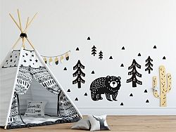 Faldekoráció -medve az erdőben - fekete
