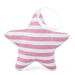 Felakasztható csillag dekoráció - rózsaszín csíkokkal