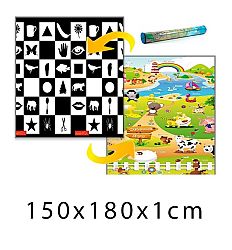 Gyerek habszivacs szőnyeg - sakktábla minta + farm - 150x180x1 cm