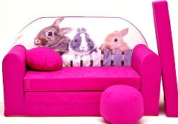 Gyerek kanapé - nyuszik - rózsaszín