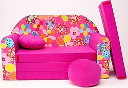 Gyerek kanapé - virágok - rózsaszín