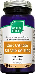 Health First cink citrát 50 mg, 100 db kapszula