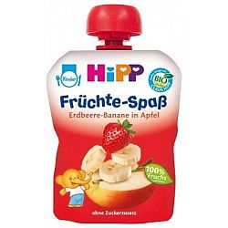Hipp 8521 fruit mix eper-banán almában, 100 g