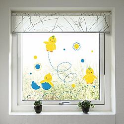 Húsvéti ablak dekoráció - kiscsibék
