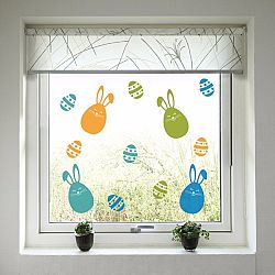 Húsvéti ablak dekoráció - színes nyuszik és húsvéti tojások
