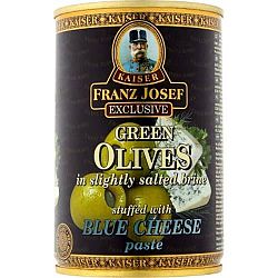Kaiser Franz Josef Exclusive márványsajtkrémmel töltött zöld olívabogyó enyhén sós lében, 300 g