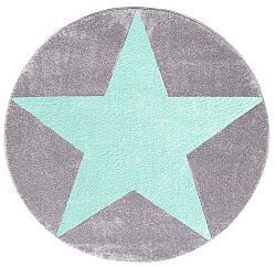 Kerek gyerek szőnyeg STAR - ezüstszürke/mentazöld