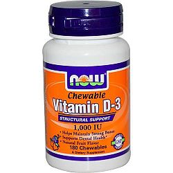 Now Vitamin D-3 1000 IU eper és málna ízű rágótabletta, 180 db