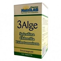 Nutrilab 3 Alge (Spirulina-Chlorella-Vörös alga) tabletta, 120 db
