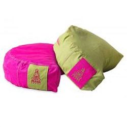 PRANA Pink + Zöld 2in1 kifordítható huzat 36x23x12 cm félhold jóga ülőpárnához