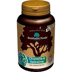 Rainforest bio chlorella-spirulina 500 mg tabletta, 300 db