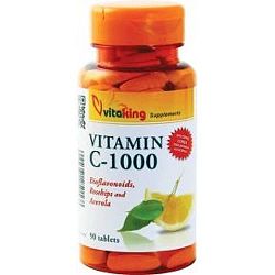 Vitaking C-vitamin 1000 mg Bioflavonoid, acerola, csipkebogyó tabletta, 90 db