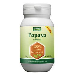 Zöldvér 100%-os papaya tabletta, 60+18 db