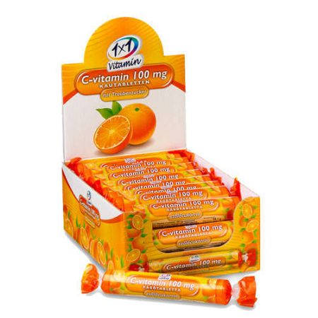 1×1 Vitaday C-vitamin narancsos szőlőcukor rágótabletta, 17 db