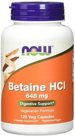 Betaine HCI emésztőenzim 648 mg, 120 Vcaps