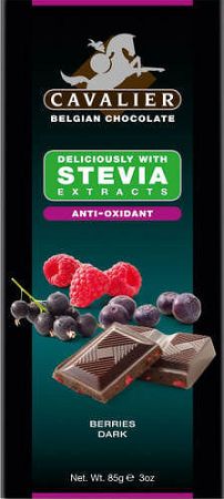 Cavalier étcsokoládé steviával, 85 g - bogyós gyümölcsös