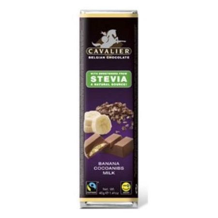 Cavalier tejcsokoládé steviával, 40 g - banánkrémes-kakaódarabos