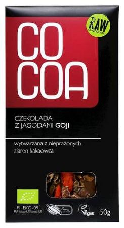 COCOA BIO NYERS CSOKOLÁDÉ GOJI BERRY, 50 g