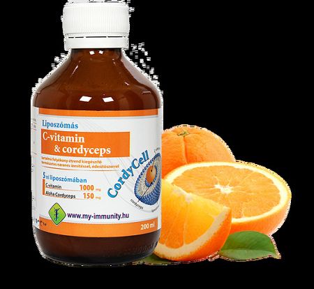 Cordycell Liposzómás C-vitamin és Cordyceps narancs ízű folyékony étrendkiegészítő, 200 ml