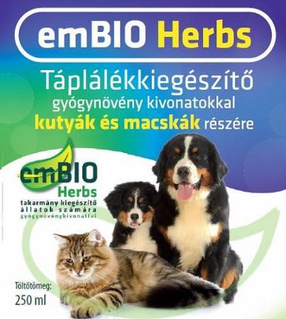 emBIO Táplálékkiegészítő kutyák és macskák részére, 250 ml