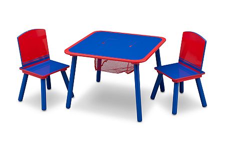Gyerek asztal székekkel - kék/piros