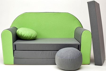 Gyerek kanapé - zöld/szürke