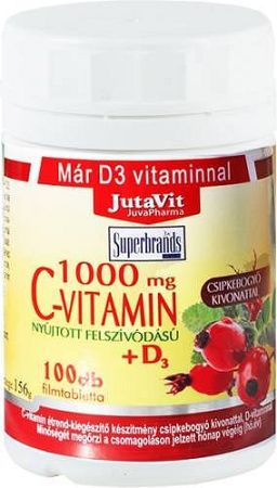 Jutavit C-Vitamin+D3 1000 mg csipkebogyó kivonattal, 100 tabletta