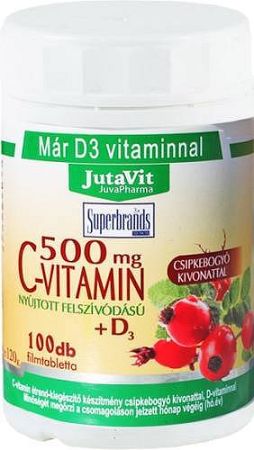 Jutavit C-Vitamin+D3 500 mg csipkebogyó kivonattal, 100 tabletta