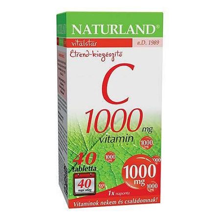 Naturland 1000 mg C-vitamin tabletta, 40 db