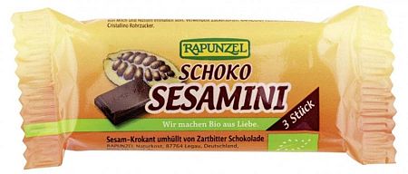 Rapunzel bio Csokoládés szezámszelet, 27 g