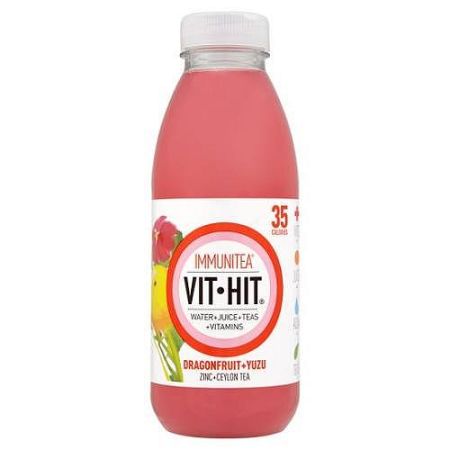 VitHit üdítőital édesítőszerrel, 500 ml - Immunitea sárkánygyümölcs-yuzu íz