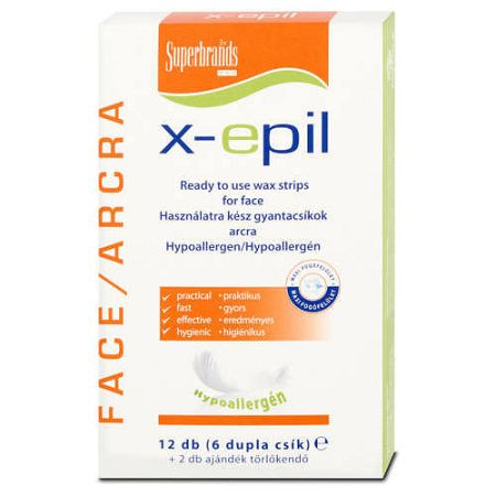 X-epil Gyantacsík Arcra-hypoallergén, 12 db